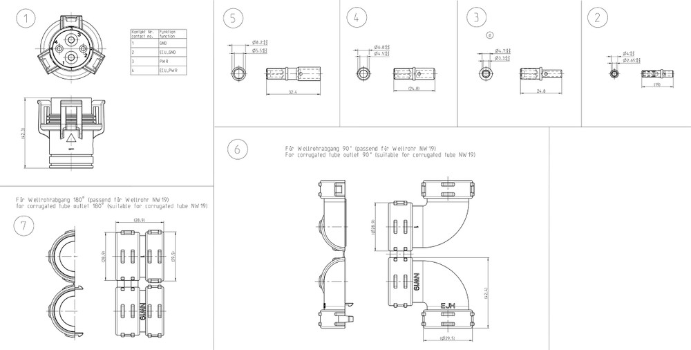 Spina 9 poli ISOBUS 12V in plastica IP54   - Erich Jaeger