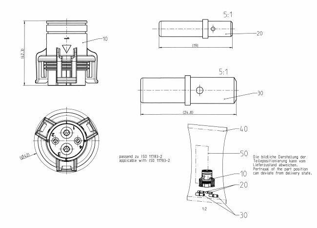 Kit spina 4 poli ISOBUS 12V in plastica  - Erich Jaeger