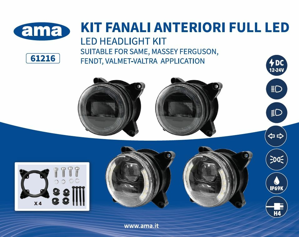 Kit Proiettori LED compatibili con Fendt, Massey Ferguson, Claas, Renault, Valmet & Valtra - Ama