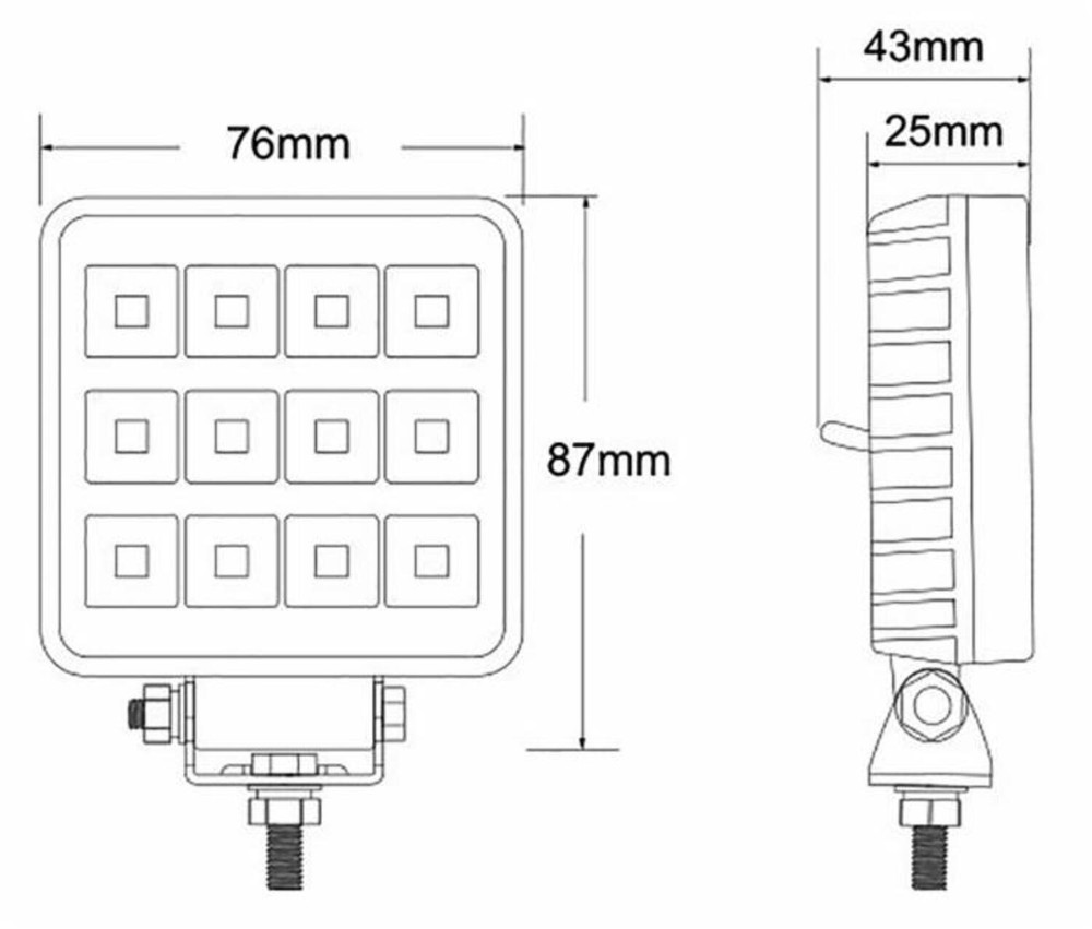 Faro da lavoro LED 12-24V 1800LM con interruttore - Ama