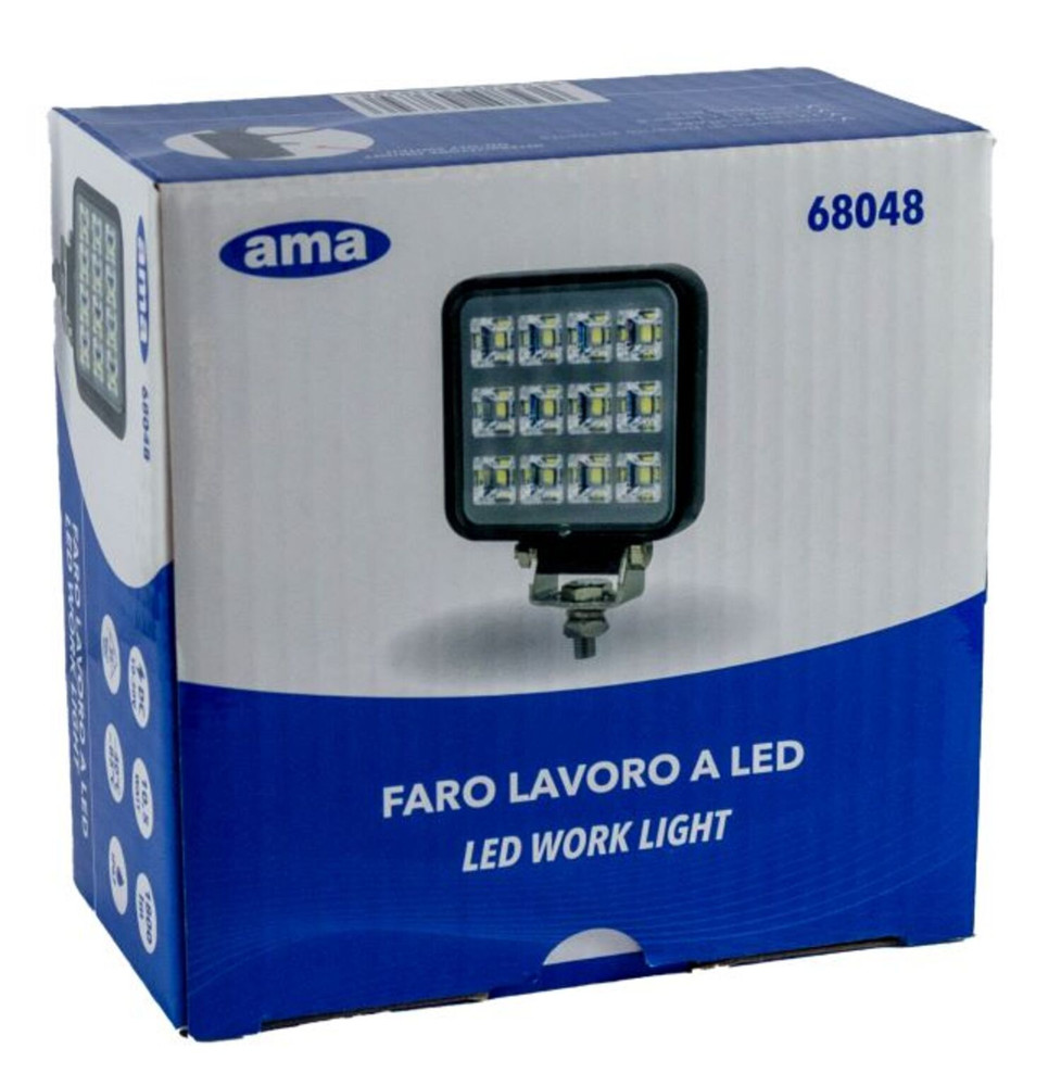 Faro da lavoro LED 12-24V 1800LM con interruttore - Ama
