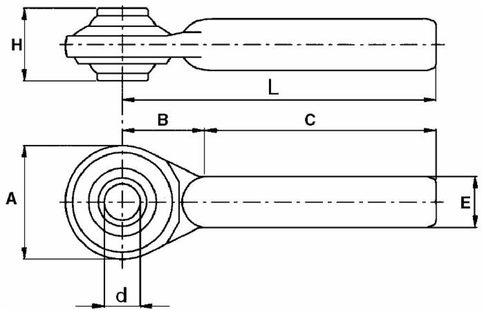 Tirante grezzo cat. I 165 x 115 mm con gambo Ø 25 mm - Ama