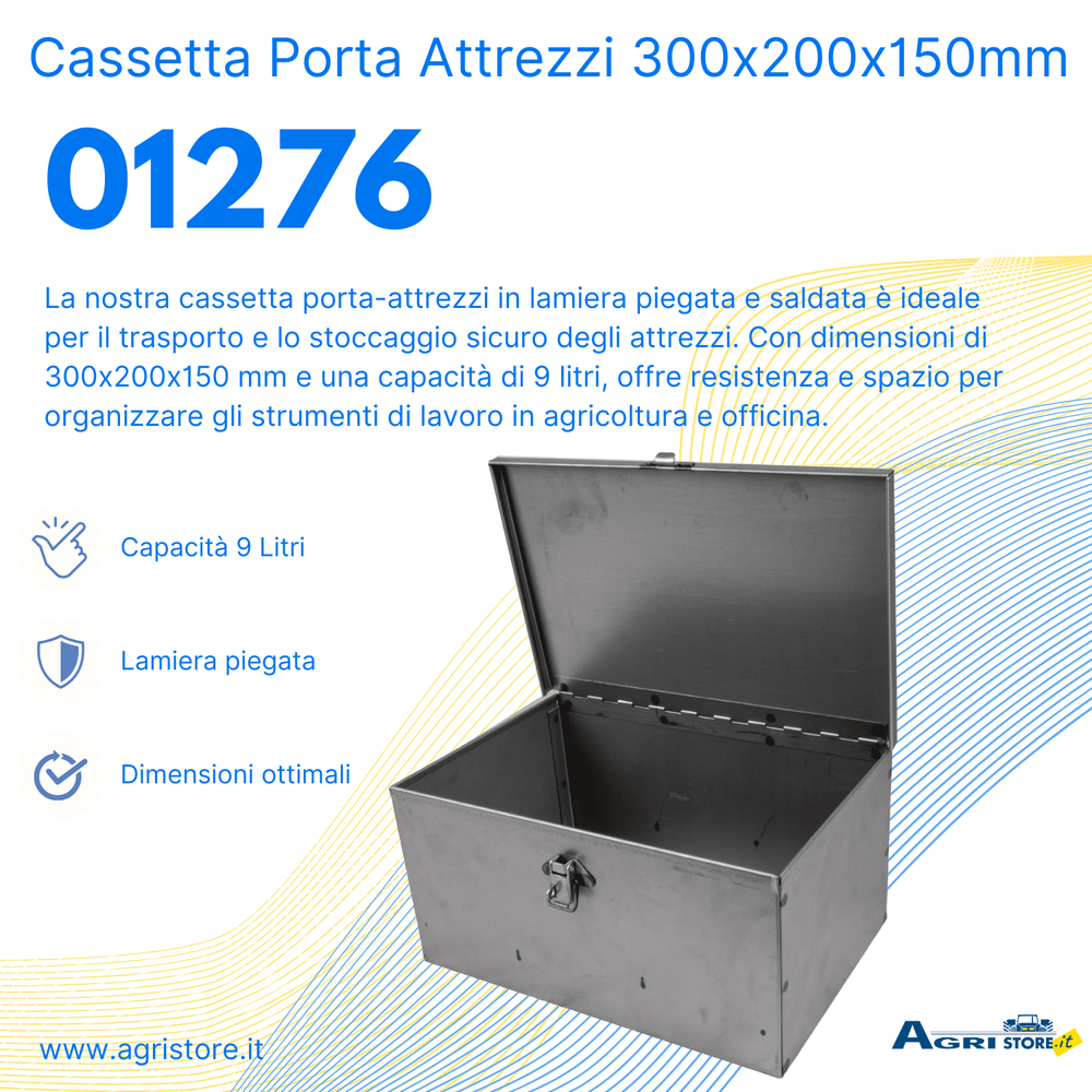 Cassetta porta attrezzi in lamiera 300x200x150mm - Ama