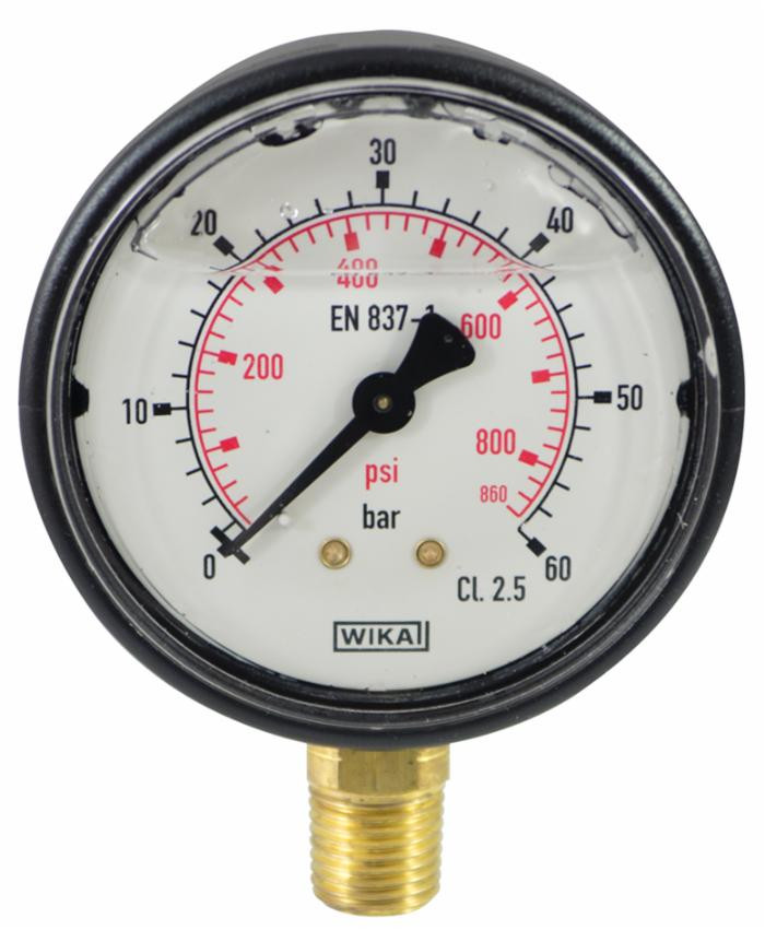 Manometro alla glicerina Ø 63 mm con scala 0-60 e attacco M1/4" - Wika
