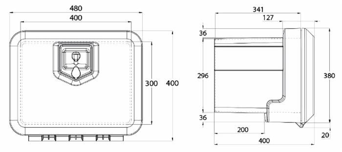 Cassetta porta attrezzi in plastica 480x400x400mm - No brand