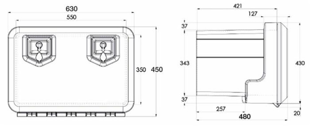 Cassetta porta attrezzi in plastica 500x350x300 - No brand