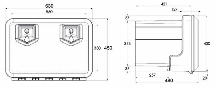 Cassetta porta attrezzi in plastica 600x415x460mm - No brand