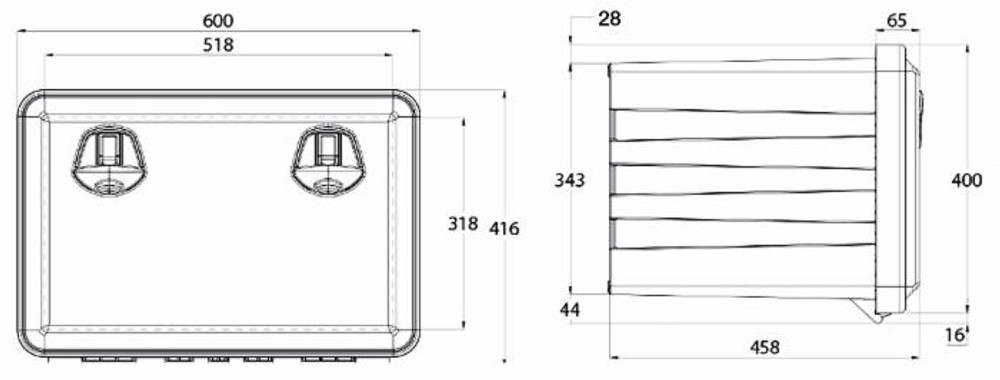 Cassetta porta attrezzi in plastica 600x415x460mm - No brand