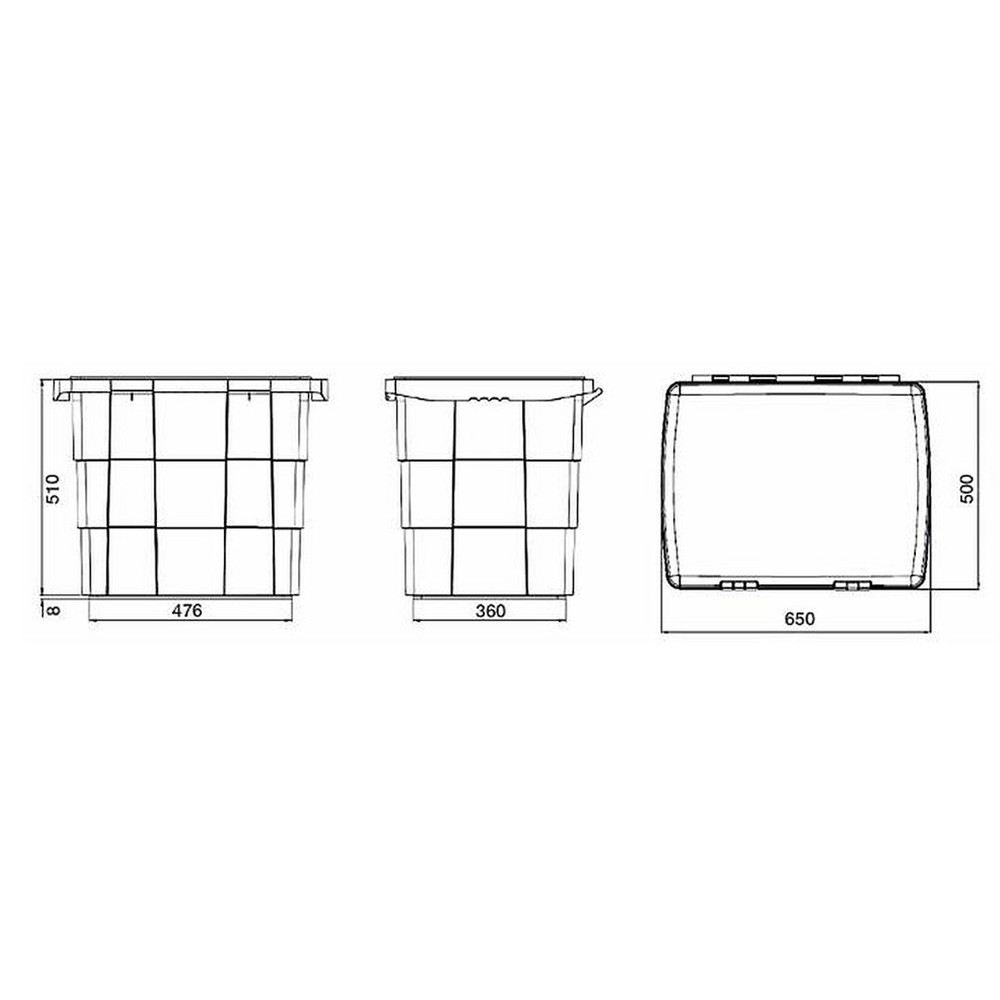 Cassetta porta attrezzi in plastica 650x500x570mm - No brand