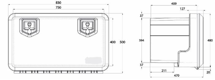 Cassetta porta attrezzi 860x500x47mm capacità 119 lt - No brand