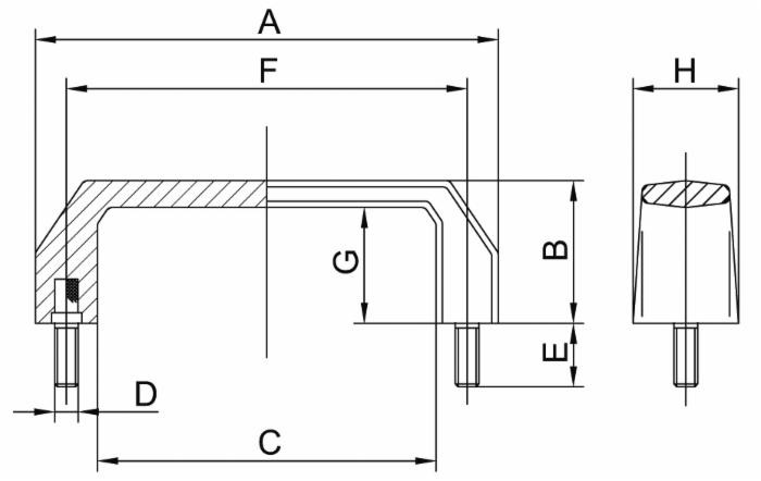 Maniglia a ponte con viti filetto M8 x 20 mm - Ama