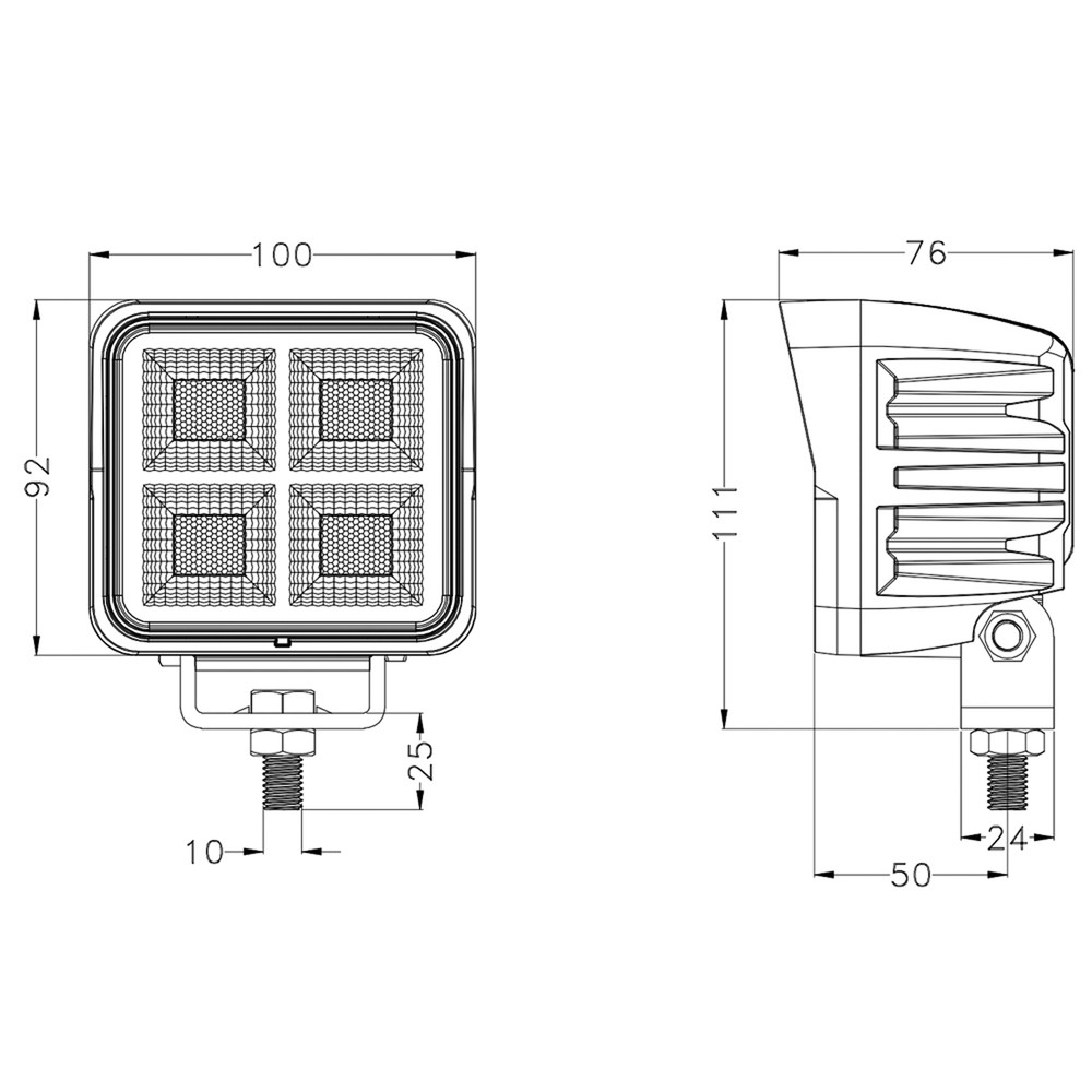 Faro lavoro LED 10-30V DC, 100W, 8000 LM fascio di luce ampio - Ama