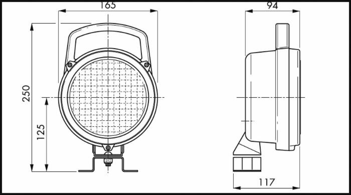 Faro da lavoro alogeno con supporto orientabile Ø 161mm - Ama