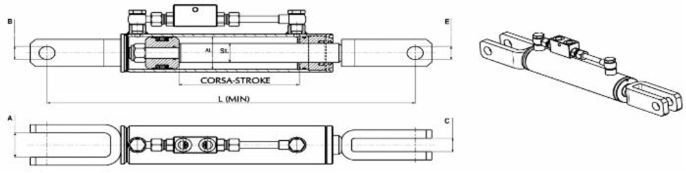 Braccio laterale idraulico 60x30x100mm - Ama