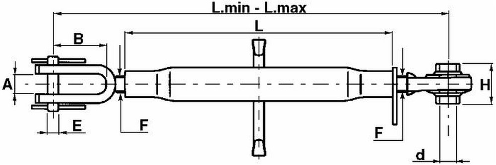 Braccio laterale di sollevamento cat. I lunghezza 490-700mm - Ama