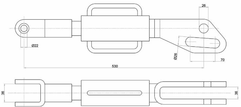 Braccio laterale meccanico lunghezza 530mm compatibile CNH - Ama Braccio laterale meccanico lunghezza 530mm compatibile CNH - Ama