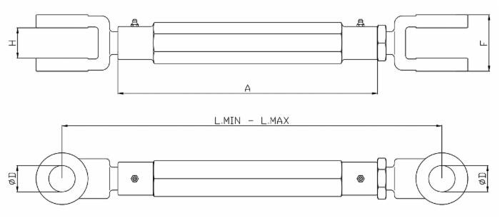 Tenditore per aratri lunghezza 400-510mm tipo lungo - Ama
