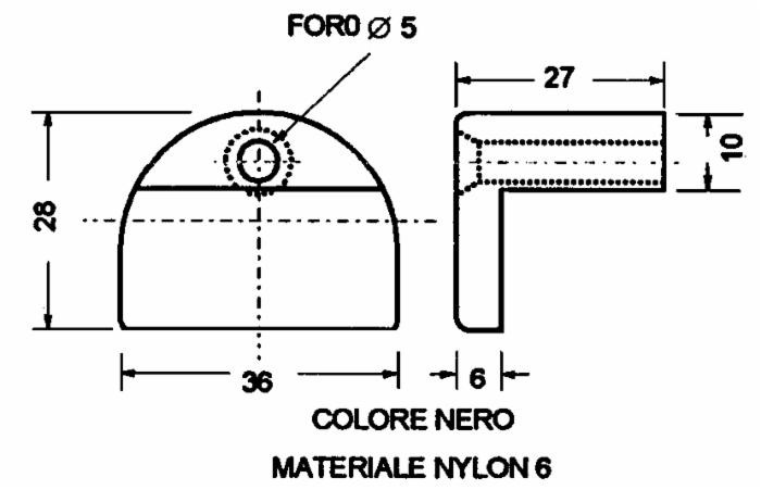 Blocchetto fissaggio vetro,larghezza 36mm,Ø foro 5mm - Ama