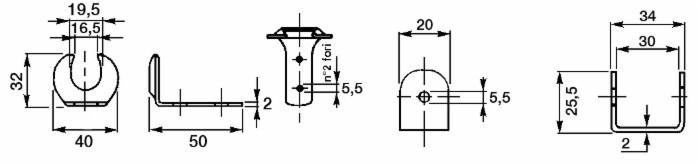 Piastrina di attacco e occhiello per tiranti articoli 73372-73560-00377 - Ama