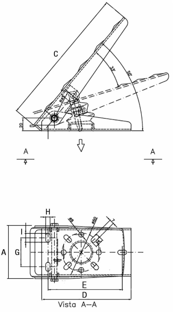 Pedale per pompa freno l=190mm - Ama