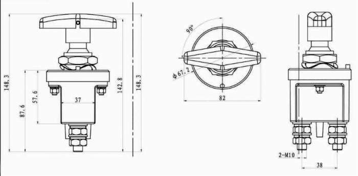 Interruttore staccabatteria ad azionamento manuale con maniglia fissa 250A - Ama