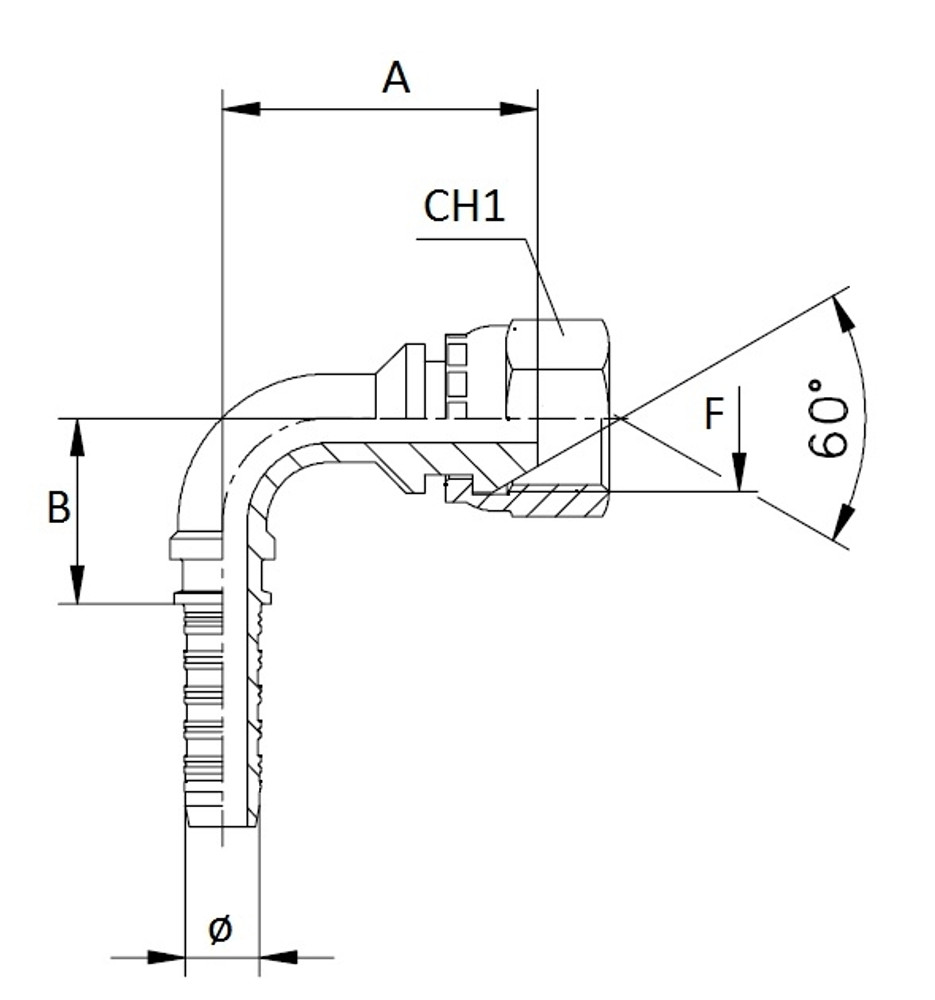 Raccordo femmina 90° a pressare filetto 1/4” tubo 1/4” - Ama Refluid