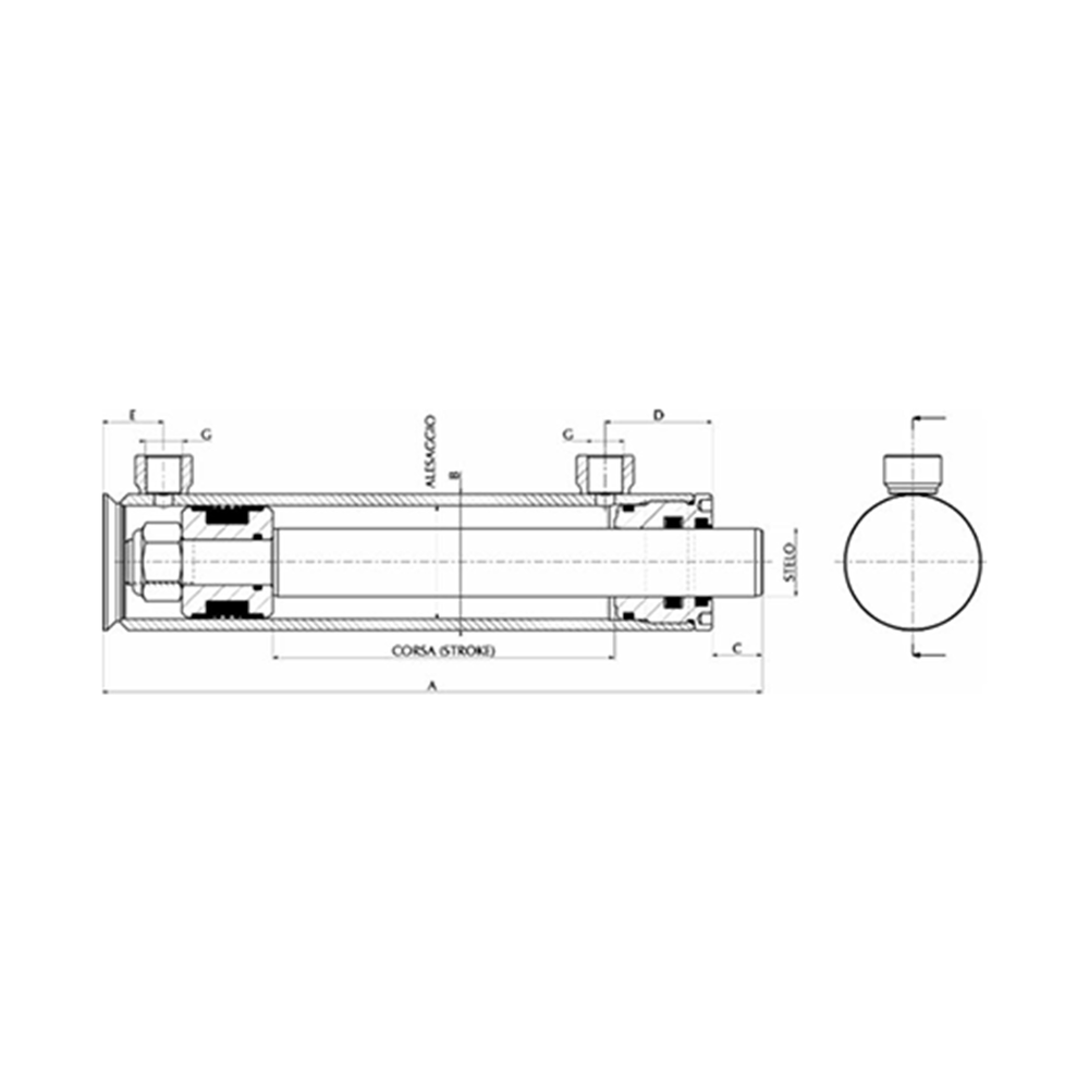 Cilindro idraulico 070x040x0350 - Ama