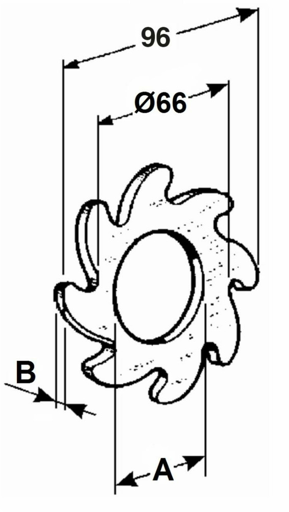 Corona dentata a 8 denti  Ø di fissaggio 42 mm e spessore 5 mm - Ama