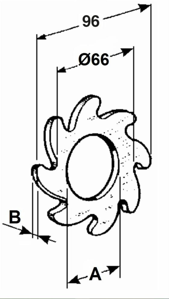 Corona dentata a 8 denti Ø di fissaggio 48 mm e spessore 5 mm - Ama