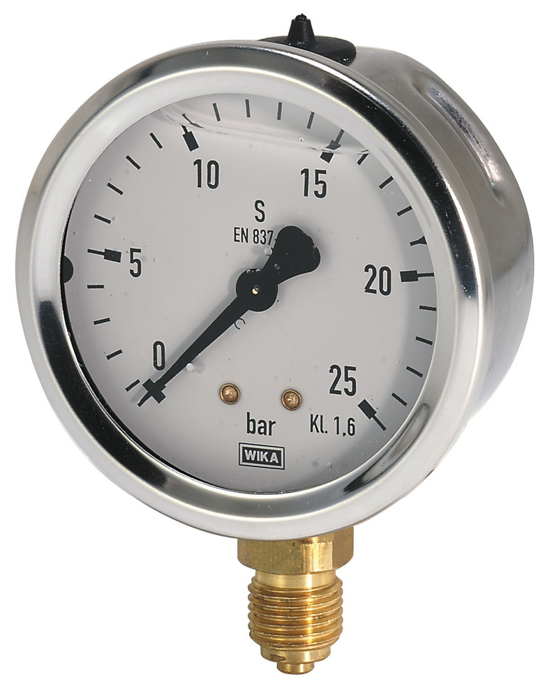 Manometro in inox ø 63mm con scala 0/25 bar e attacco radiale G 1/4" - Wika
