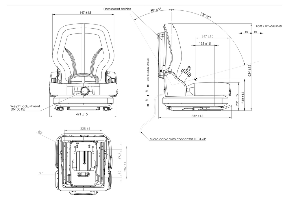 Sedile in ecopelle nera seatindustries con molleggio meccanico - Seat Industries