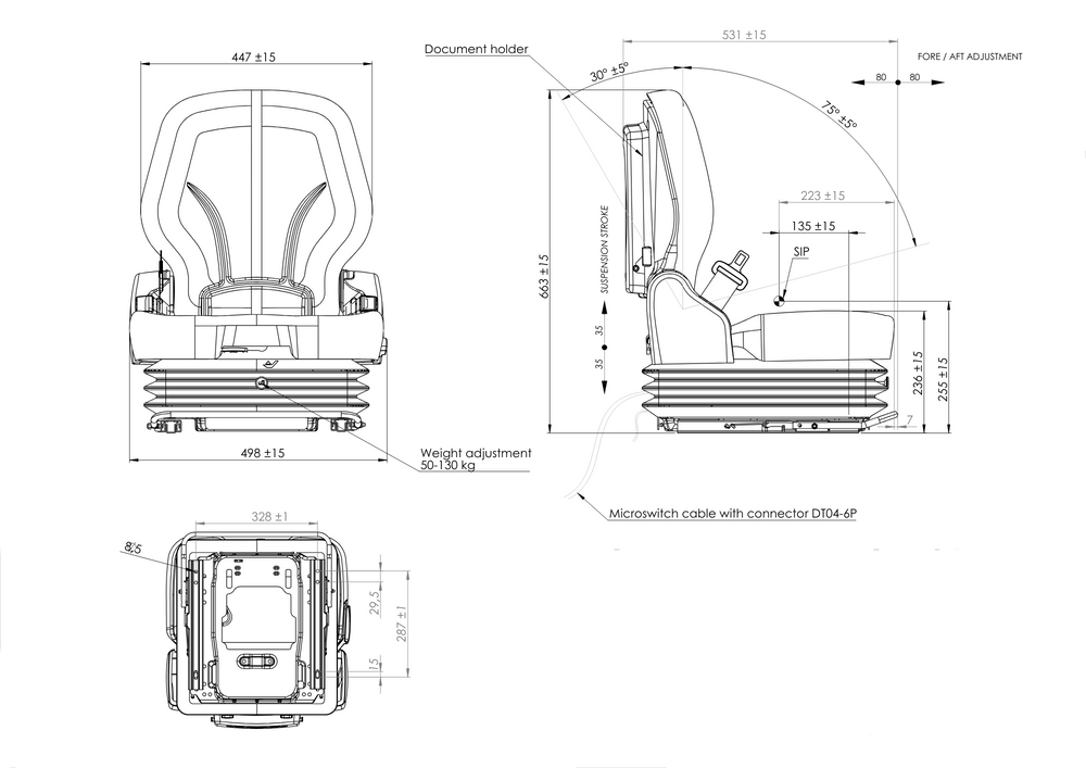 Sedile in ecopelle nero con molleggio pneumatico seatindustries - Seat Industries
