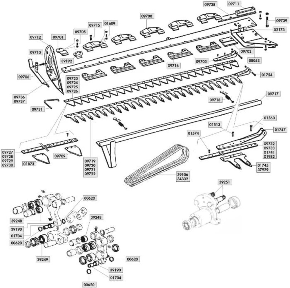 Guida inferiore adattabile al riferimento originale 14282 per barra falciante Gribaldi & Salvia - Ama
