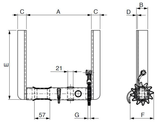 Verricello tendicinghia sottotelaio ø 48mm dx 250mm - No brand