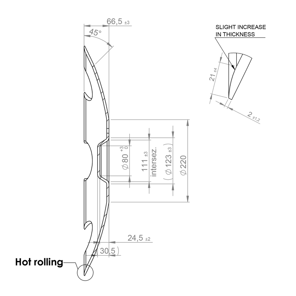 Disco 620x6 concavo dentato bugnatura interna, 5 fori q.12,5 su ø 160 Ama - Ama