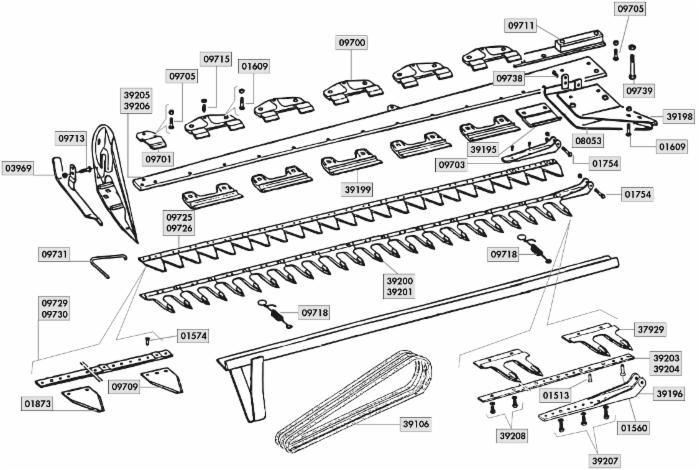 Dentiera 14 denti lunghezza 2,12mt adattabile a Gribaldi & Salvia Superior 402 14800. - Ama