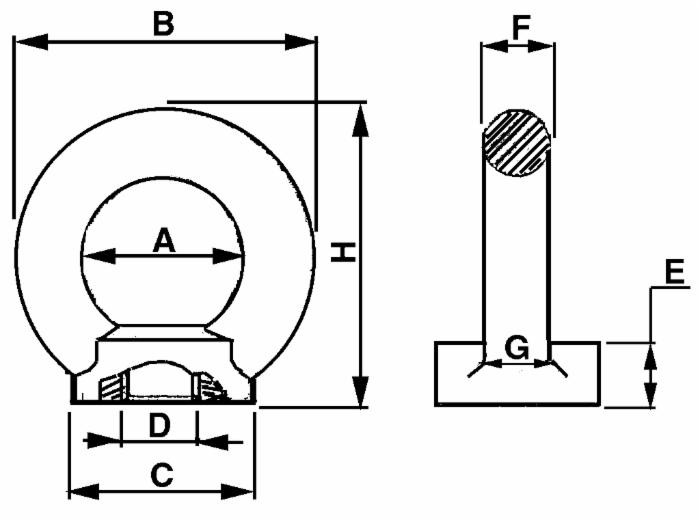 Golfaro femmina in acciaio C15E con filetto M10 Ø esterno 45mm - Ama