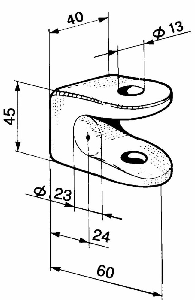 Forcella ribaltabile per cerniera posteriore per rimorchi Ø 13mm - Ama