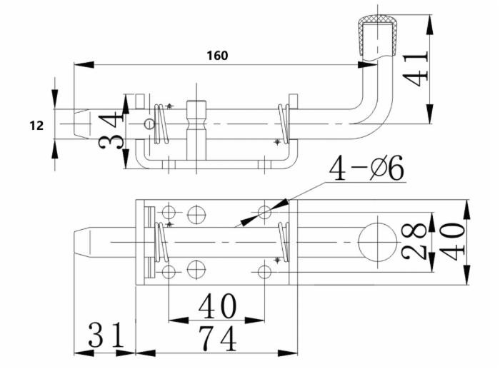 Perno a molla zincato per rimorchi lungo 160mm con interasse a fori 40mm - Ama