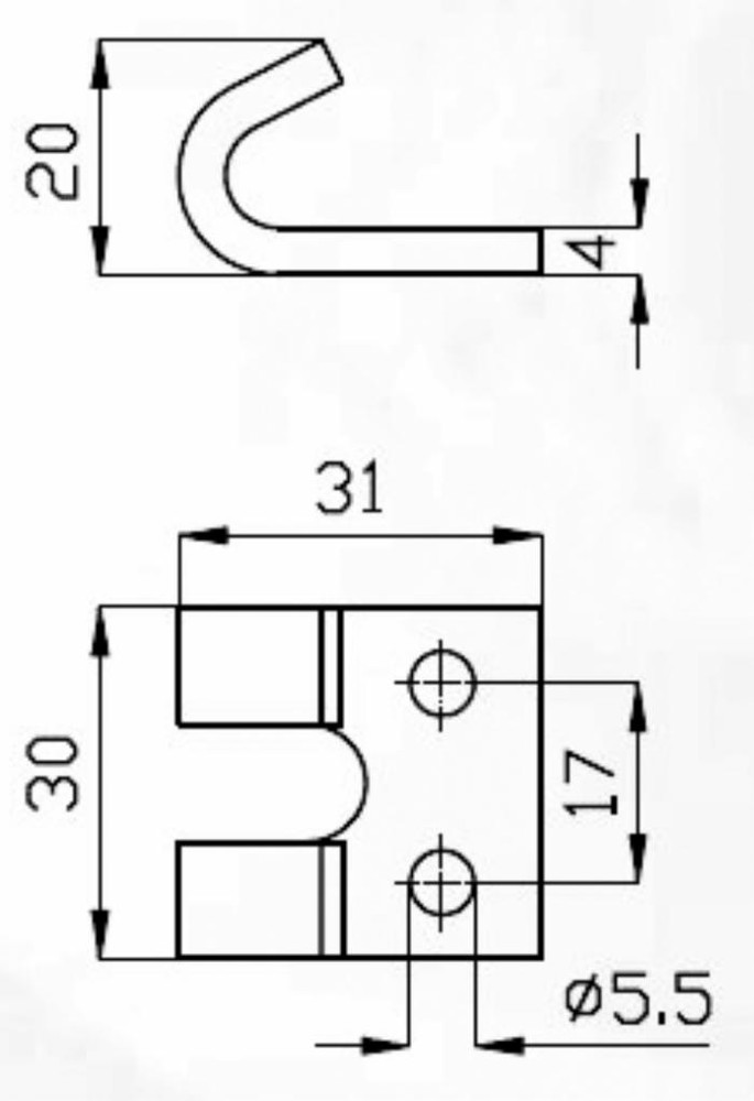 Riscontro per chiusura registrabile a "T" 30x19mm grezzo - Ama