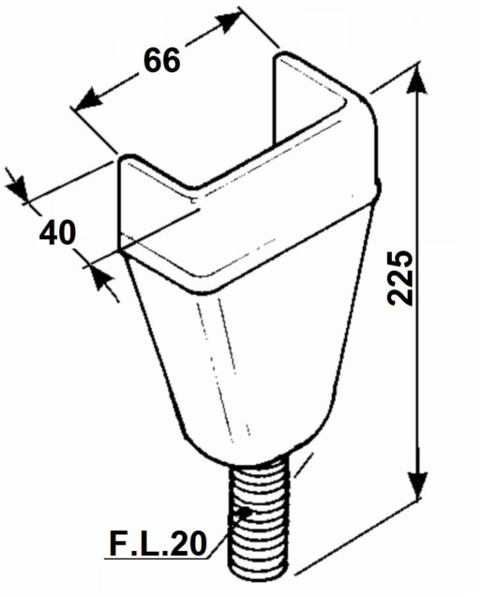 Supporto piantone lungo Ama maschio con filetto M20 - Ama