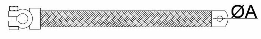 Treccia di massa con morsetto batteria polarità negativa sezione 25mm² lunghezza 400mm occhiello ø 10,5mm - Ama