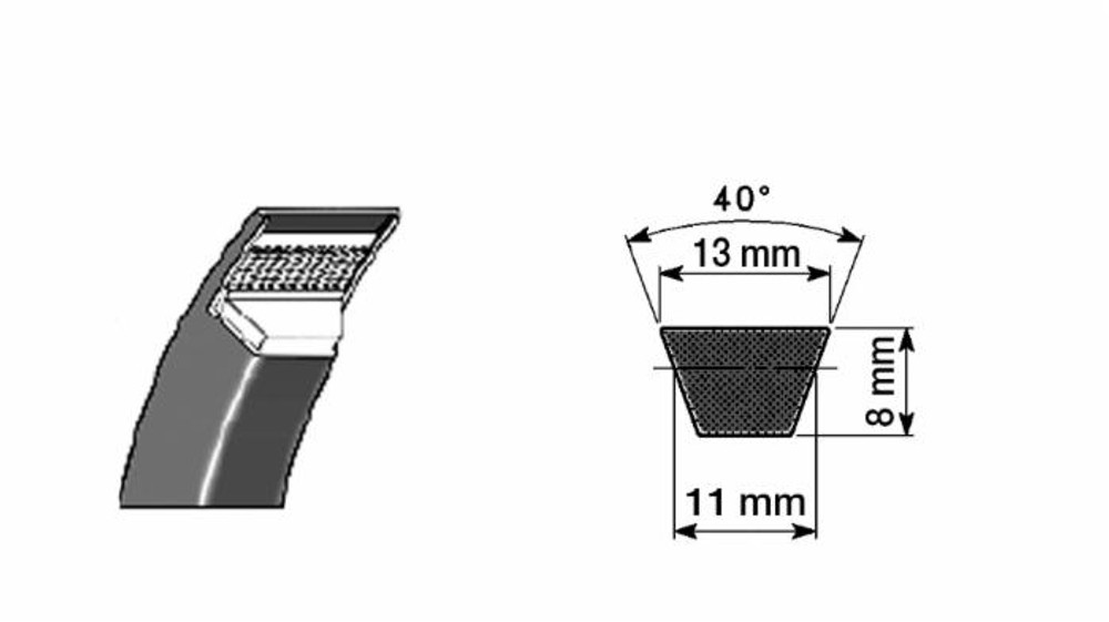 Cinghia trapezoidale in gomma telata tipo A20mm 510 - Ama