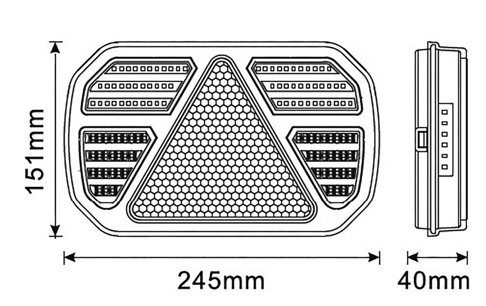 Fanale posteriore LED 12-24V Ama, lato destro, 245x40x151 mm - Ama