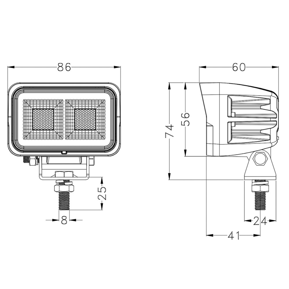 Faro lavoro LED Ama 10-30V DC rettangolare 40W 3080 LM - Ama