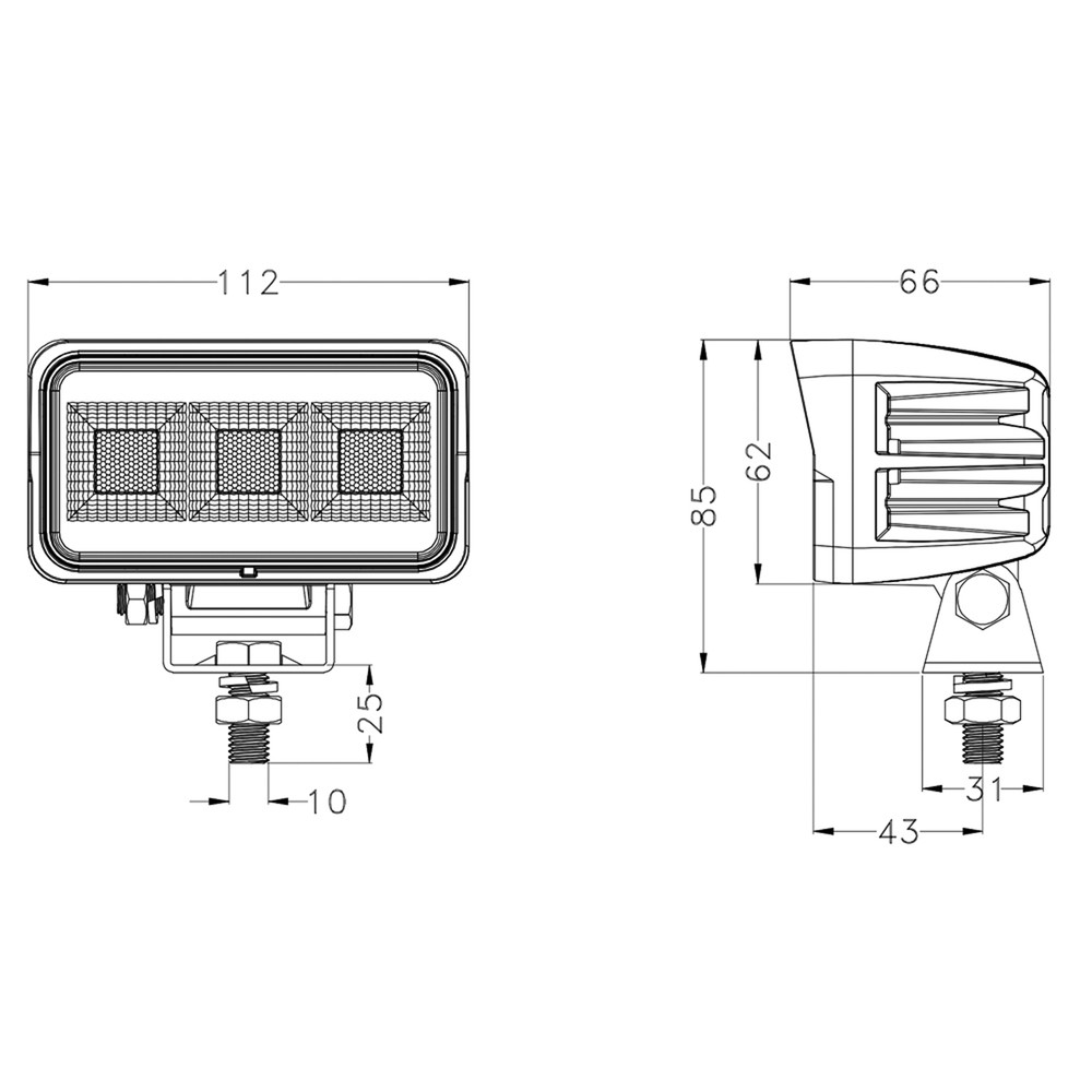 Faro lavoro LED Ama 10-30V DC rettangolare 60W 4620 LM - Ama