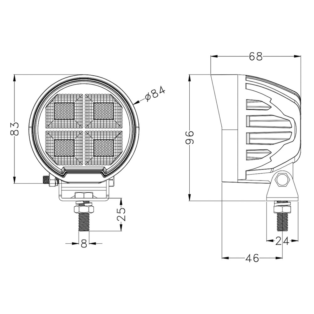 Faro lavoro LED 10-30V DC, 64W, 5120 LM. Fascio di luce ampio, 64 LED - Ama