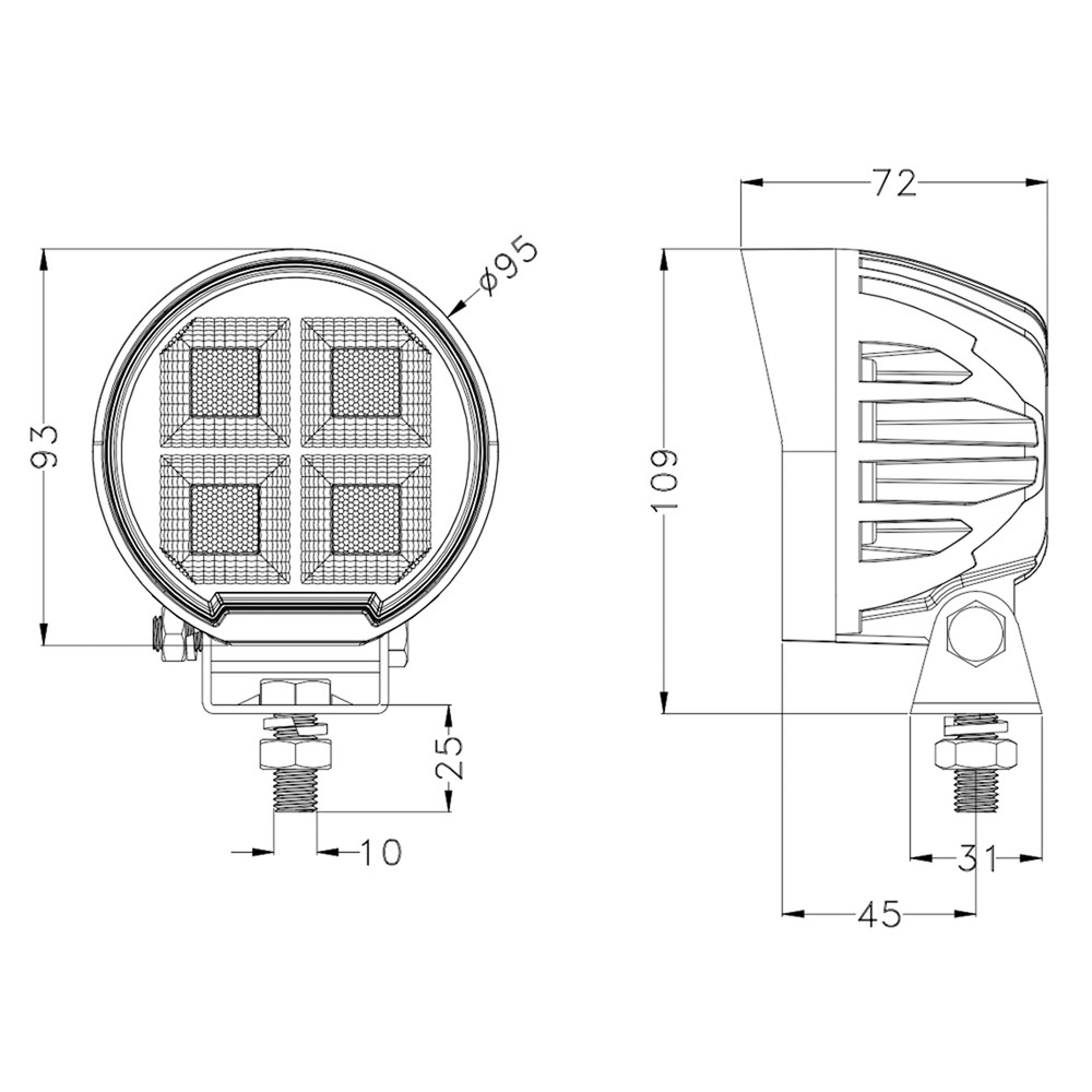 Faro lavoro LED Ama 10-30V DC, 80W, 6400 LM, rotondo - Ama