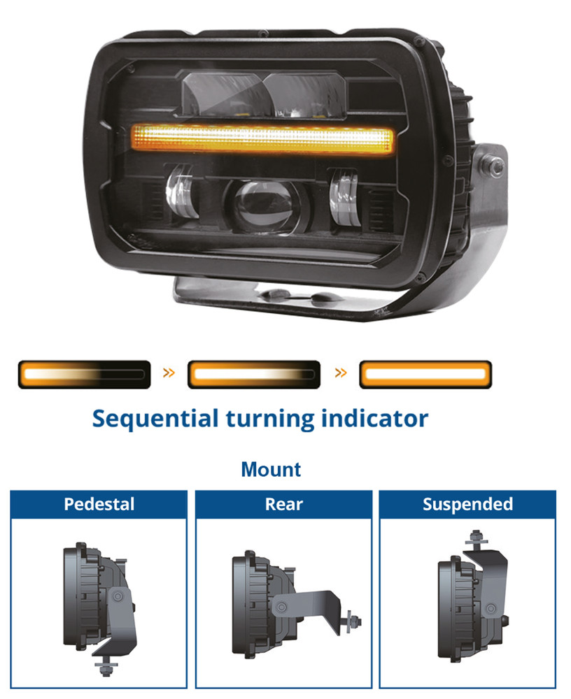 Proiettore a LED lente riscaldata e freccia sequenziale compatibile con CASE IH FIAT New Holland - Ama