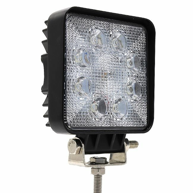 Faro da lavoro a LED quadrato 110x110 mm 10-36V DC 27W 2025LM raggio ampio/largo 9 LED - Ama